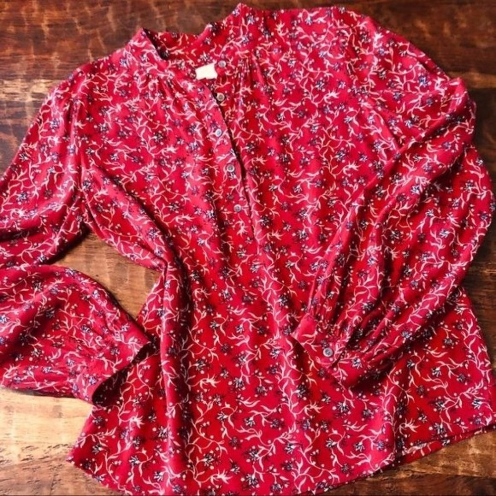 Treasure & Bond Deep Red Peasant Blouse XS
